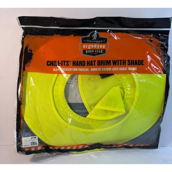 Chill-Its Hard Hat Brim Shade Hi-Vis Lime Ergodyne UV Protection Polyester - Picture 1 of 5